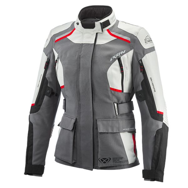 Veste Moto Ixon Midgard Lady Grey Black Red