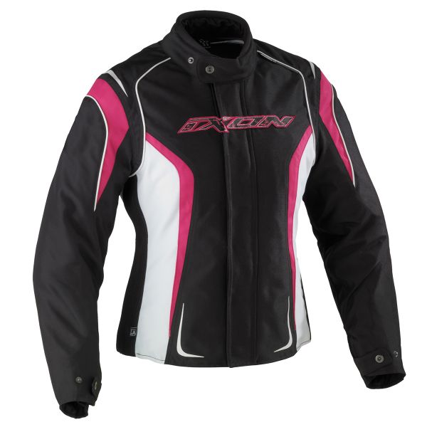 Blouson Moto Ixon Kashima HP Noir Blanc Fushia