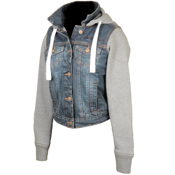 Blouson Moto Booster Denim Hoodie Lady Cherche Proprietaire Icasque Com