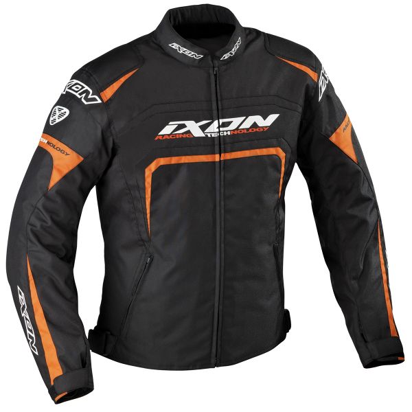 Blouson Moto Ixon Eager Noir Blanc Orange