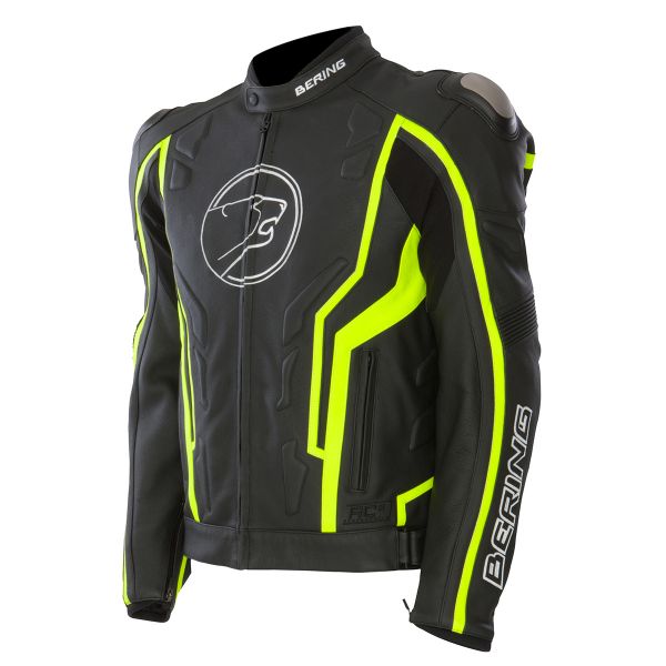 Blouson Moto Bering Flash Noir Jaune Fluo