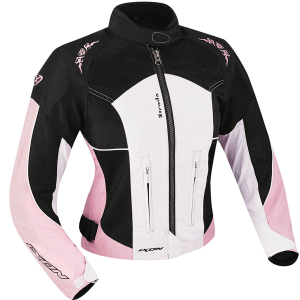 Blouson Moto Ixon Strada Noir Blanc Rose