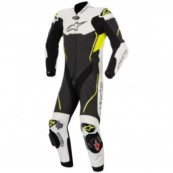 Combinaison Moto Cuir Alpinestars Atem Suit Black White Yellow Fluo