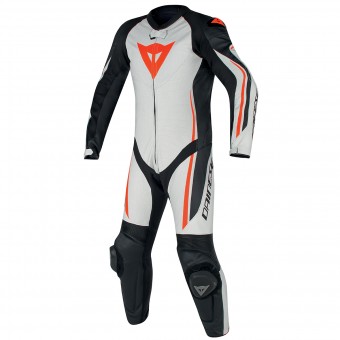 Combinaison Moto Cuir Dainese Assen 1PC Perf White Black Red Fluo Combinaison Moto Cuir Dainese Assen 1PC Perf White Black Red Fluo