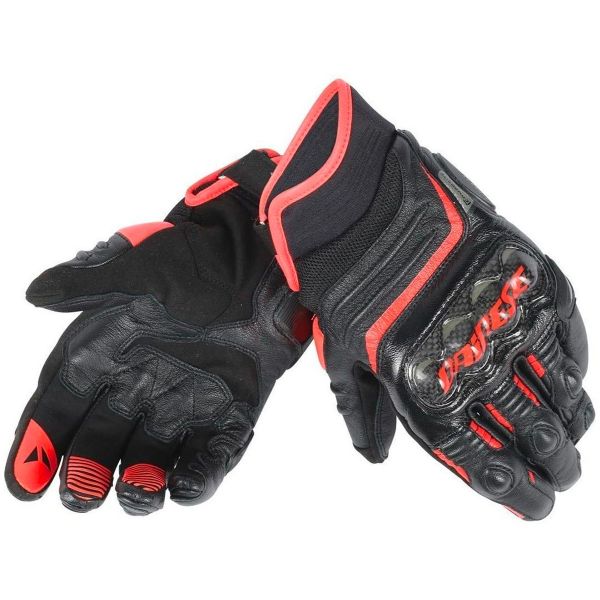 Gants Moto Dainese Carbon D1 Short Black Red Fluo Gants Moto Dainese Carbon D1 Short Black Red Fluo