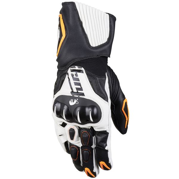 Gants Moto Furygan FIT-R Noir Blanc Orange Fluo