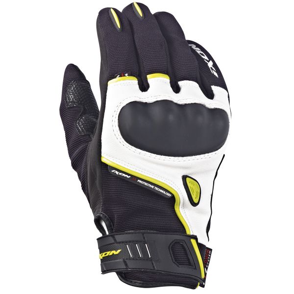 Gants Moto Ixon RS Grip HP Noir Blanc Jaune Vif