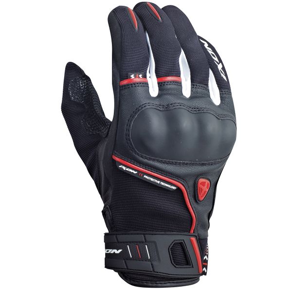Gants Moto Ixon RS Grip HP Noir Blanc Rouge