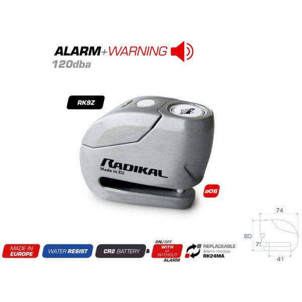 Bloc-disques Radikal Bloque disque alarme 120DB RK9Z Bloc-disques Radikal Bloque disque alarme 120DB RK9Z