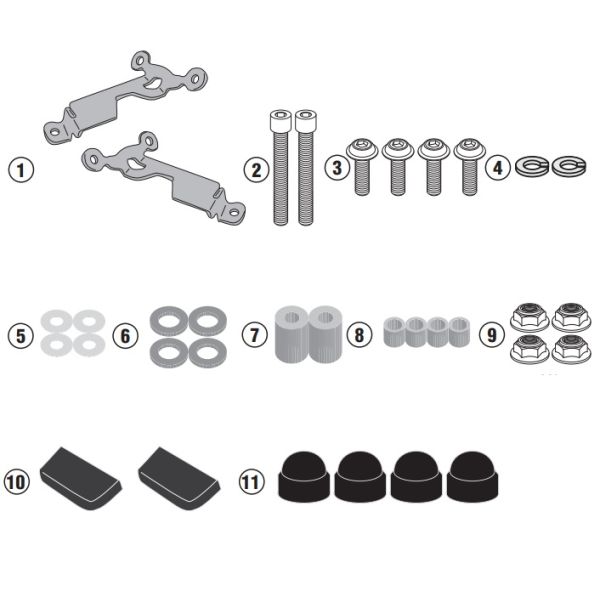 Supports Bulle & Pare-brise Givi Kit de fixation Saute Vent 2166A Honda CB750 Hornet (23-24)