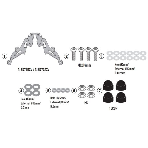 Supports Bulle & Pare-brise Givi Kit de fixation Saute Vent 2166A Yamaha MT-125 (20-24)