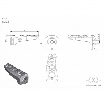 Gilles Tooling Cales Pieds Passager UF20 Touring BMW G650GS/K1600GT/R1200GS/R1250GS