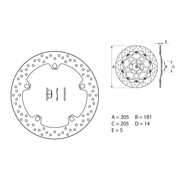 Disque de frein Brembo Brembo Serie Oro Rond Fixe 168B407D6