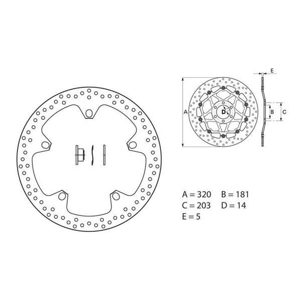 Disque de frein Brembo Brembo Serie Oro Rond Fixe 168B407D7