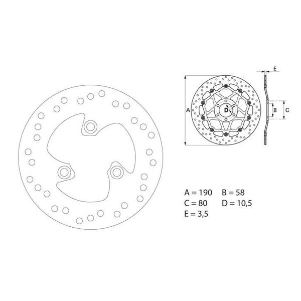 Disque de frein Brembo Brembo Serie Oro Rond Fixe 68B40716