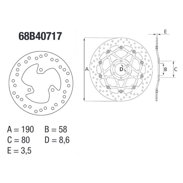 Disque de frein Brembo Brembo Serie Oro Rond Fixe 68B40717