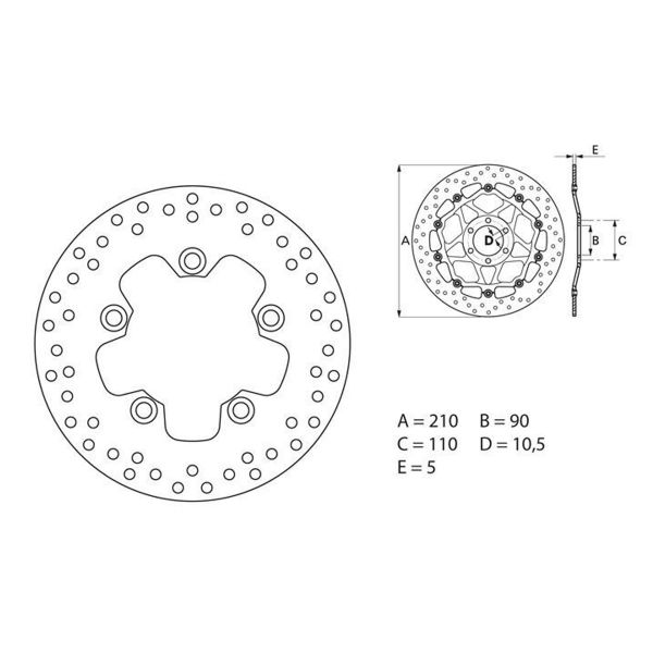 Disque de frein Brembo Brembo Serie Oro Rond Fixe 68B40726