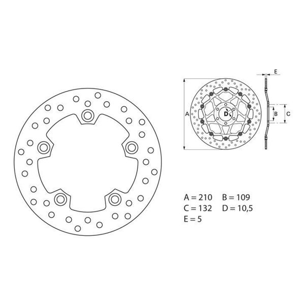 Disque de frein Brembo Brembo Serie Oro Rond Fixe 68B40727