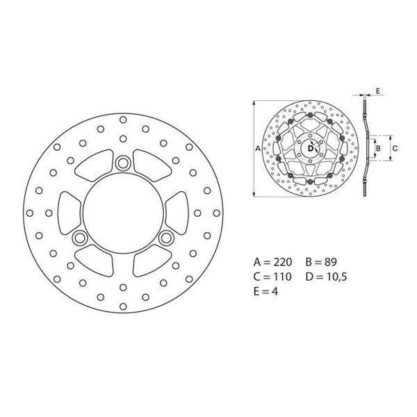 Disque de frein Brembo Brembo Serie Oro Rond Fixe 68B40729