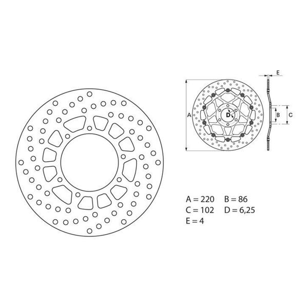 Disque de frein Brembo Brembo Serie Oro Rond Fixe 68B40742