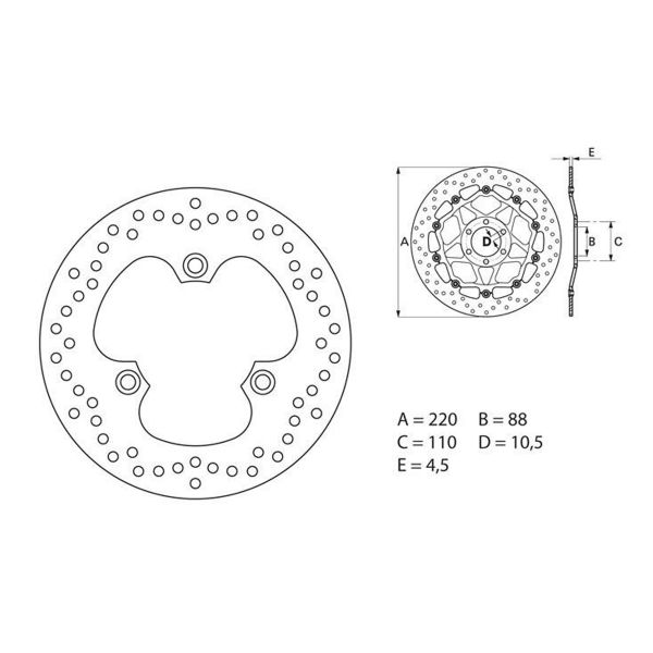 Disque de frein Brembo Brembo Serie Oro Rond Fixe 68B40743
