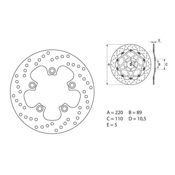 Disque de frein Brembo Brembo Serie Oro Rond Fixe 68B40744