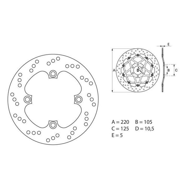 Disque de frein Brembo Brembo Serie Oro Rond Fixe 68B40748 Disque de frein Brembo Brembo Serie Oro Rond Fixe 68B40748
