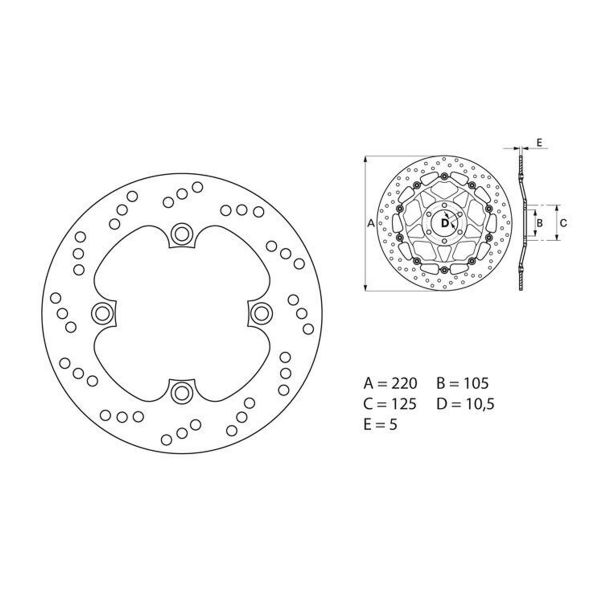 Disque de frein Brembo Brembo Serie Oro Rond Fixe 68B40749 Disque de frein Brembo Brembo Serie Oro Rond Fixe 68B40749