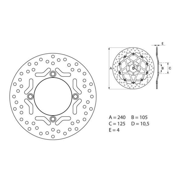 Disque de frein Brembo Brembo Serie Oro Rond Fixe 68B40775