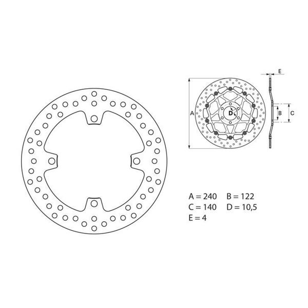 Disque de frein Brembo Brembo Serie Oro Rond Fixe 68B40788
