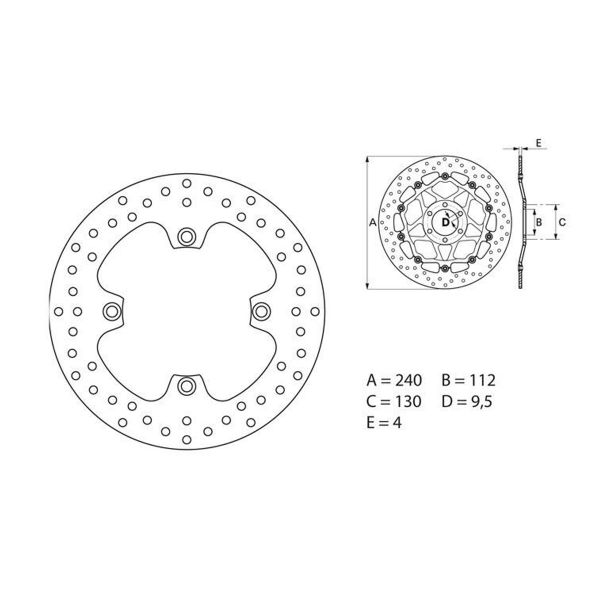 Disque de frein Brembo Brembo Serie Oro Rond Fixe 68B40789