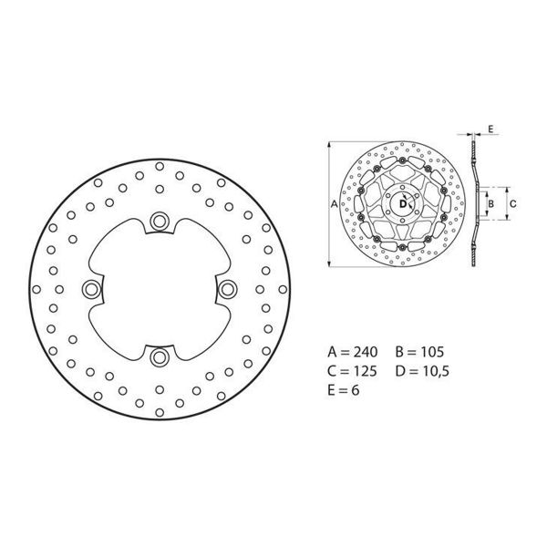 Disque de frein Brembo Brembo Serie Oro Rond Fixe 68B40797