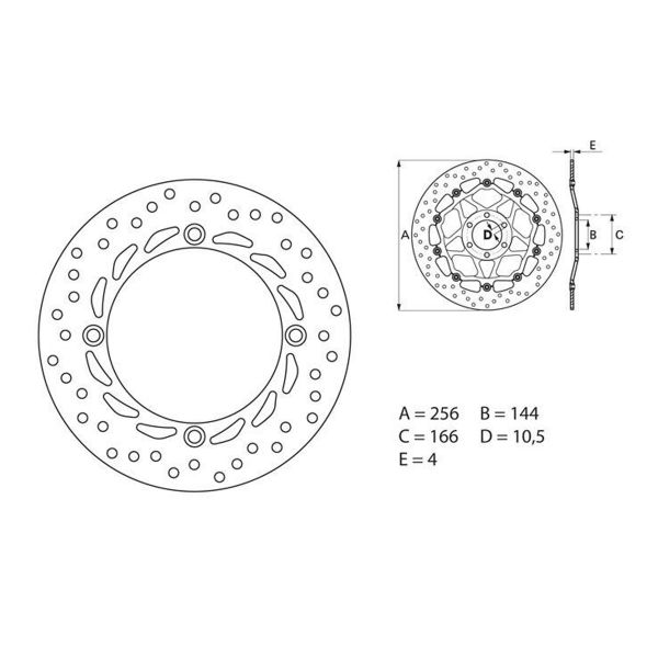 Disque de frein Brembo Brembo Serie Oro Rond Fixe 68B407A5