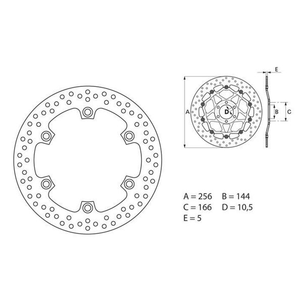 Disque de frein Brembo Brembo Serie Oro Rond Fixe 68B407A6