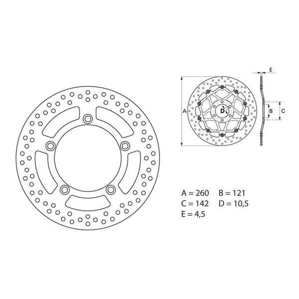 Disque de frein Brembo Brembo Serie Oro Rond Fixe 68B407B4