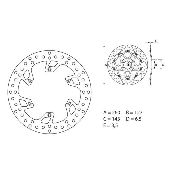 Disque de frein Brembo Brembo Serie Oro Rond Fixe 68B407B8
