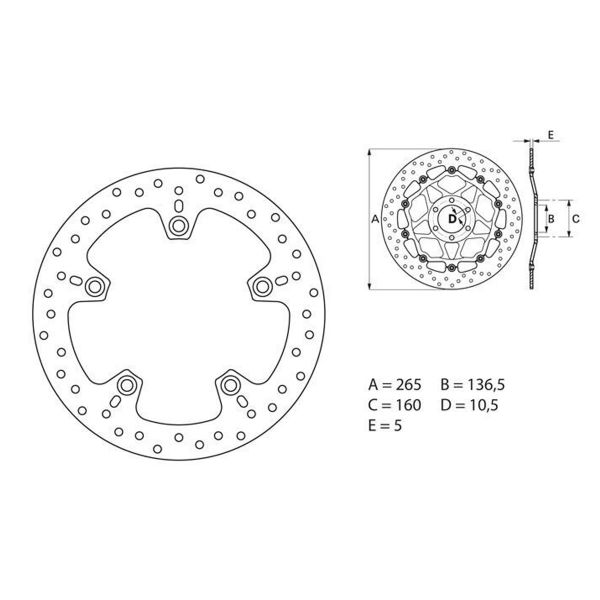 Disque de frein Brembo Brembo Serie Oro Rond Fixe 68B407C0 Disque de frein Brembo Brembo Serie Oro Rond Fixe 68B407C0
