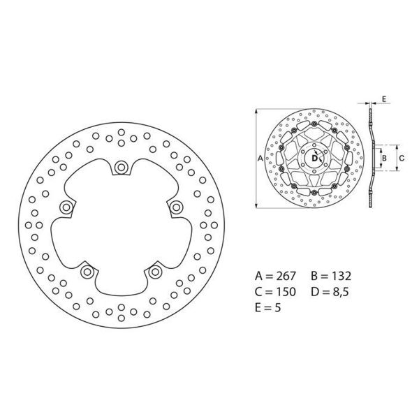Disque de frein Brembo Brembo Serie Oro Rond Fixe 68B407C2