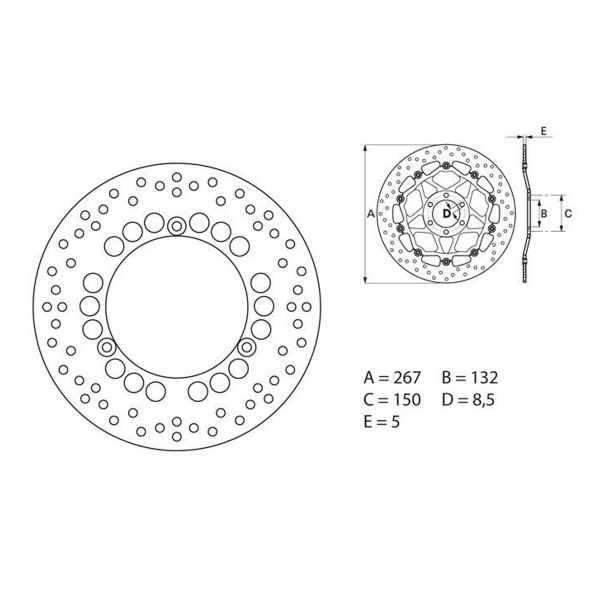 Disque de frein Brembo Brembo Serie Oro Rond Fixe 68B407C4