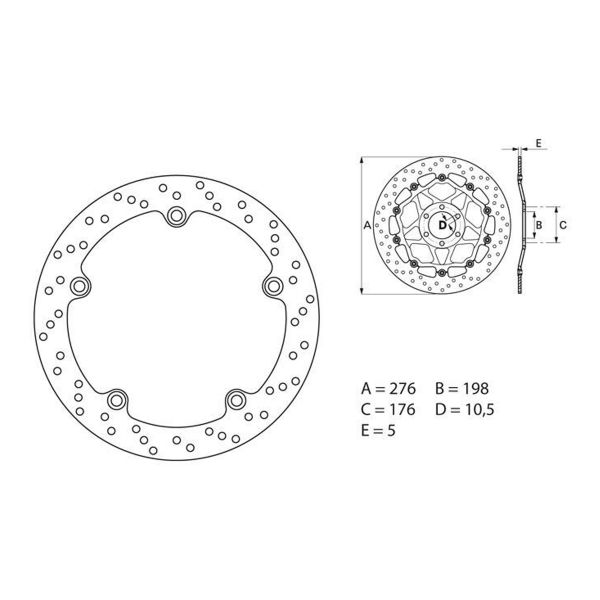Disque de frein Brembo Brembo Serie Oro Rond Fixe 68B407C8