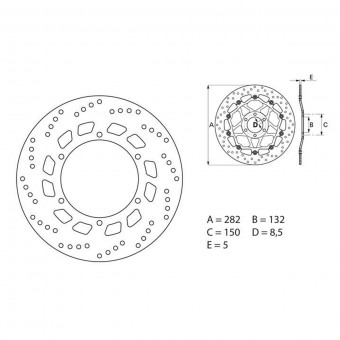 Disque de frein Brembo Brembo Serie Oro Rond Fixe 68B407D0 Disque de frein Brembo Brembo Serie Oro Rond Fixe 68B407D0