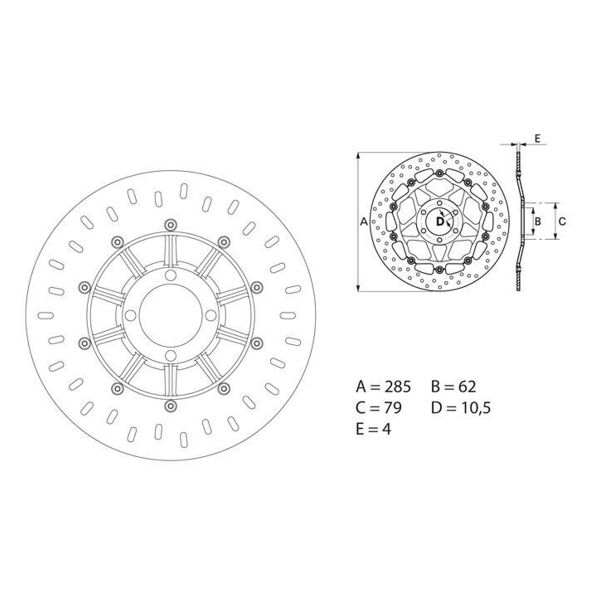 Disque de frein Brembo Brembo Serie Oro Rond Fixe 68B407D2