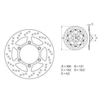Disque de frein Brembo Brembo Serie Oro Rond Fixe 68B407D5 Disque de frein Brembo Brembo Serie Oro Rond Fixe 68B407D5