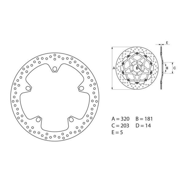 Disque de frein Brembo Brembo Serie Oro Rond Fixe 68B407D7