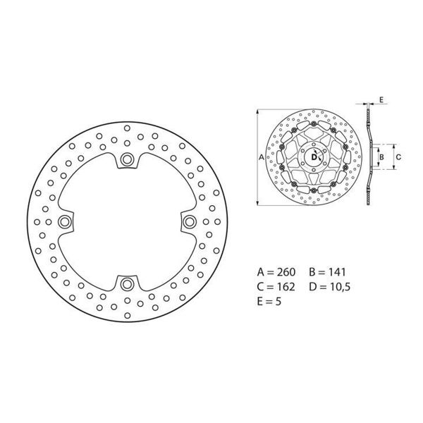 Disque de frein Brembo Brembo Serie Oro Rond Fixe 68B407E3