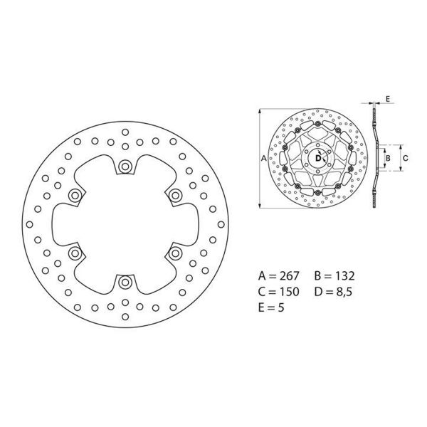Disque de frein Brembo Brembo Serie Oro Rond Fixe 68B407E4