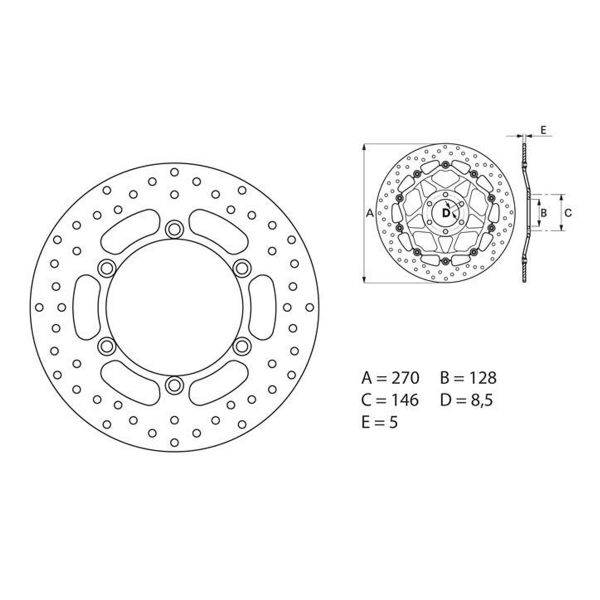Disque de frein Brembo Brembo Serie Oro Rond Fixe 68B407E6