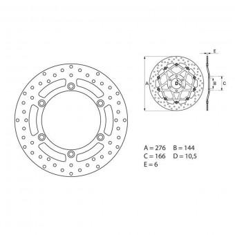 Disque de frein Brembo Brembo Serie Oro Rond Fixe 68B407E7 Disque de frein Brembo Brembo Serie Oro Rond Fixe 68B407E7