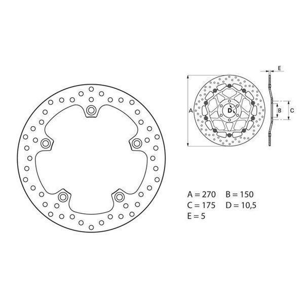 Disque de frein Brembo Brembo Serie Oro Rond Fixe 68B407G0