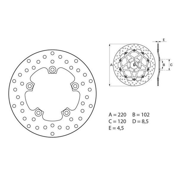 Disque de frein Brembo Brembo Serie Oro Rond Fixe 68B407G2